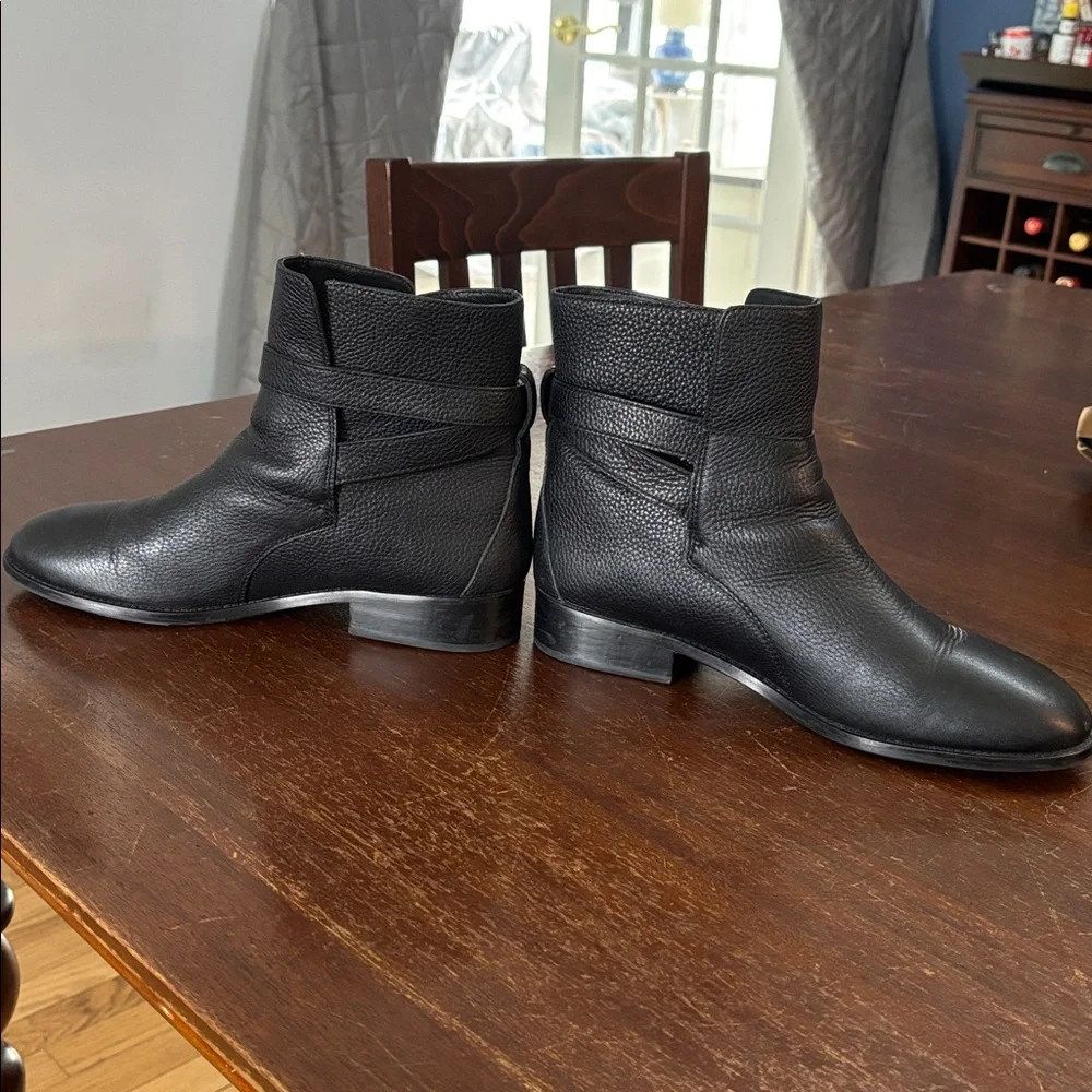 Tory‎ Burch Brooke Ankle Boots with Gold Buckle - Tumbled Black